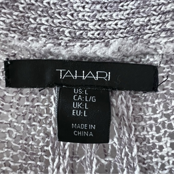EUC Tahari Linen Blend Open Knit Cardigan in Gray size Large - Picture 3 of 9
